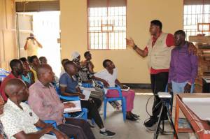 CD Robert Anyang, conducting the training in Kyendangala district.