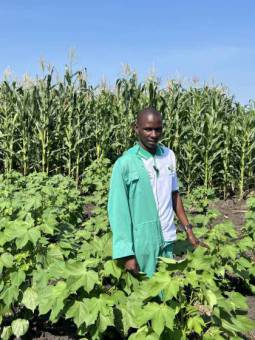 Asaba Micheal in one of the demonstration gardens.