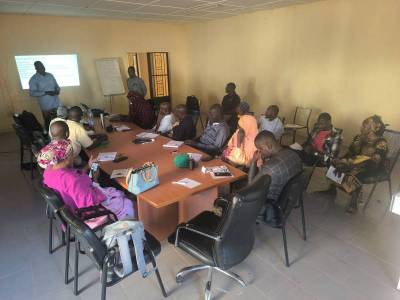 Training session on Better Farm Data collection for Commodity Association Traders/Trainers (CATs) and government extension agents from the 7 Post Harvest and Trade Centers (PHTCs), led by the RA team.