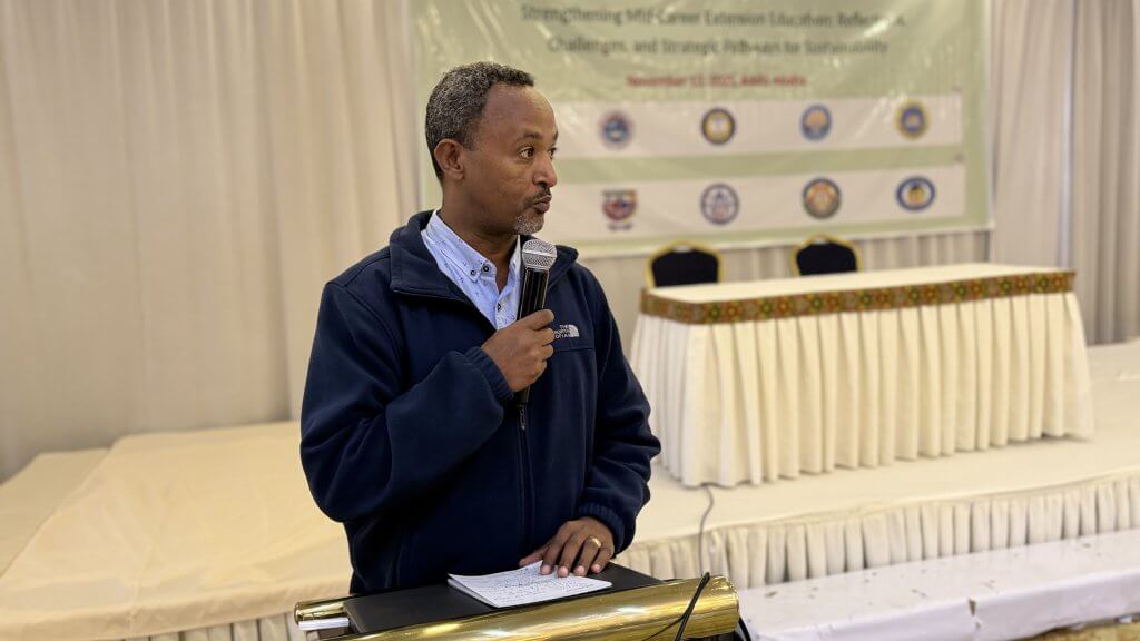 Dr. Ermias Abate, Deputy Country Director, SAA-Ethiopia, addresses the forum.